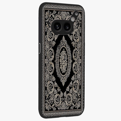 Noir Bloom Elegance Glass Case upright view showcasing graceful floral artwork with luxurious dark theme.