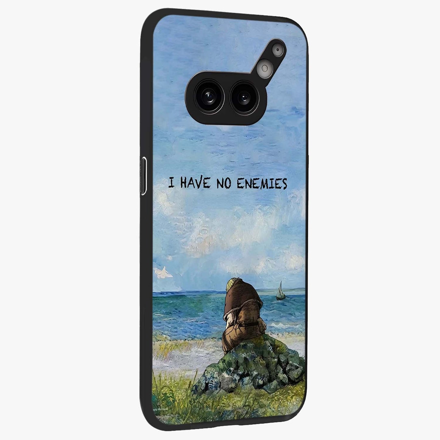 Peace Beyond War Glass Case upright view showcasing powerful peace symbol artwork with inspirational theme.