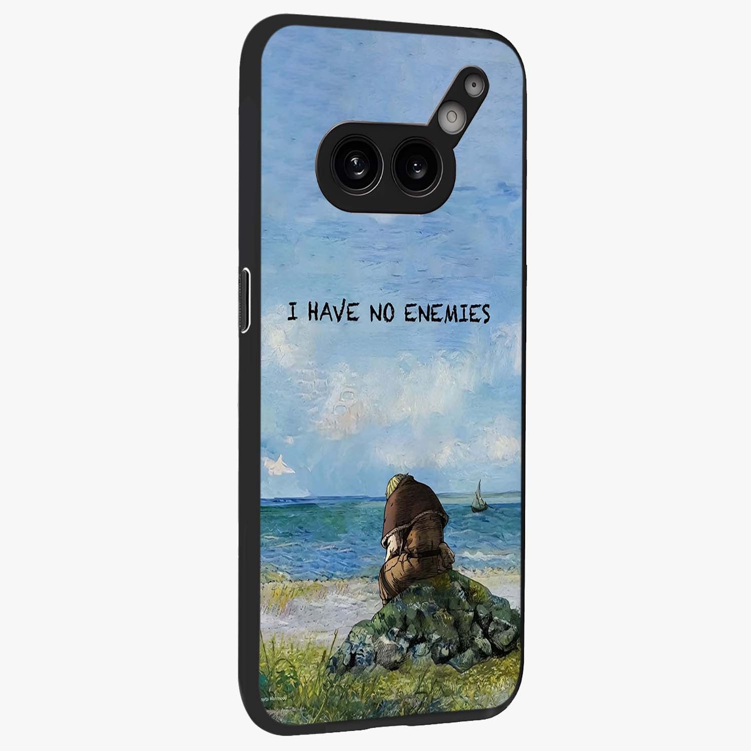 Peace Beyond War Glass Case upright view showcasing powerful peace symbol artwork with inspirational theme.