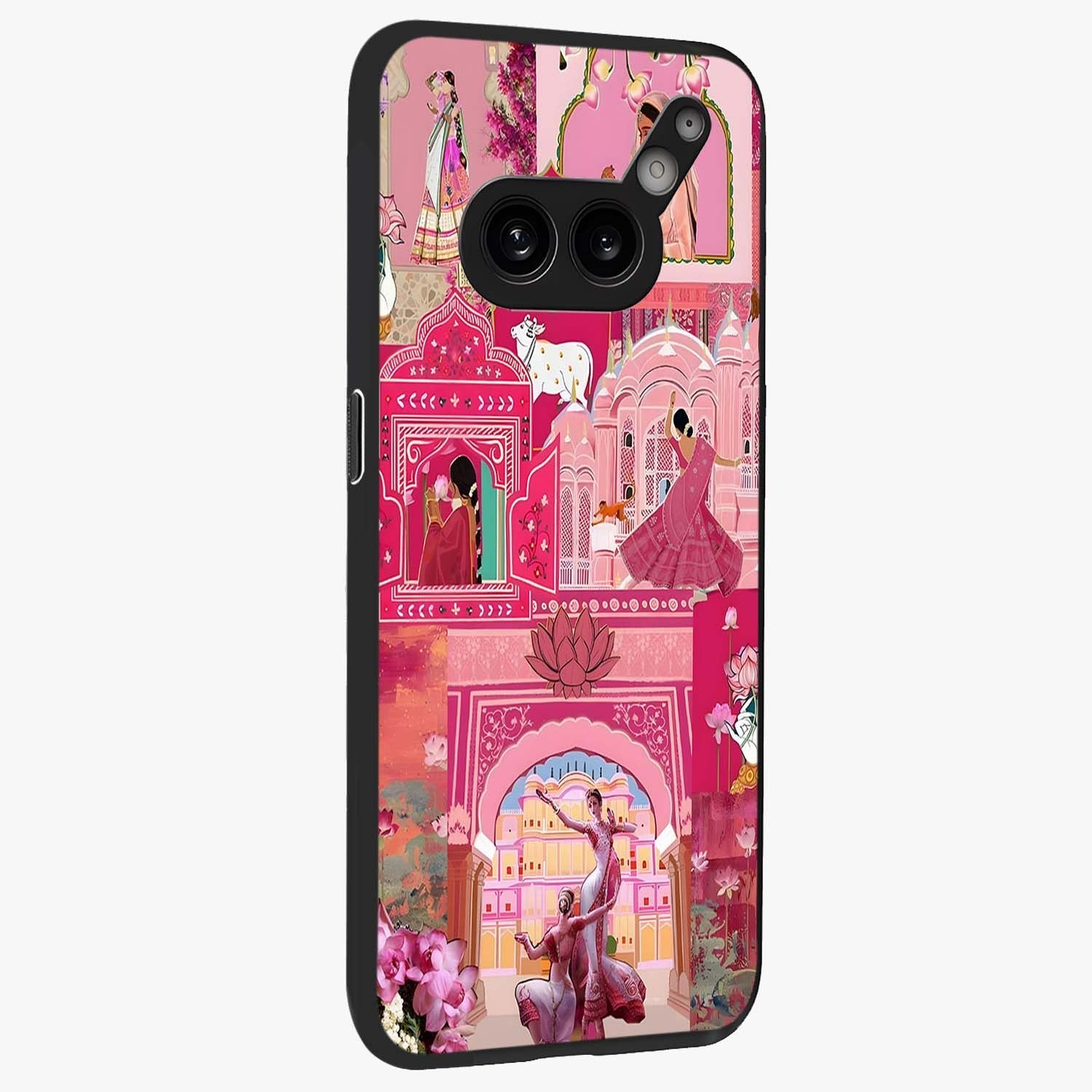 Pink Palace Muse Glass Case upright view showcasing artistic palace artwork with graceful royal theme.