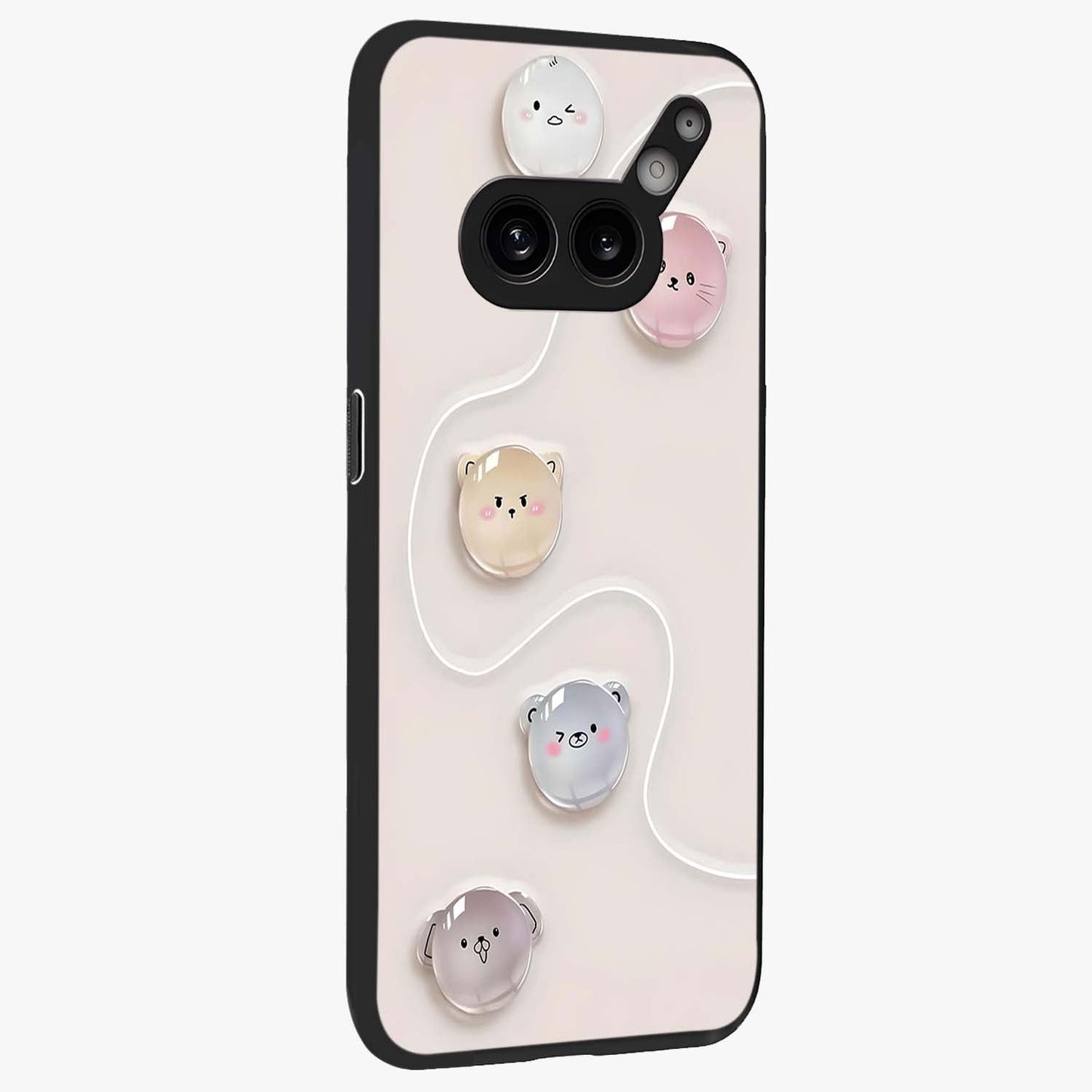 Puffy Face Parade Glass Case upright view showcasing adorable character artwork with cheerful animated theme.