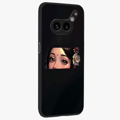 Radha Divine Embrace Glass Case upright view showcasing sacred Radha themed artwork with peaceful devotional style.