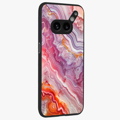 Rose Quartz Marble Glass Case upright view showcasing decorative marble artwork with luxurious pastel theme.