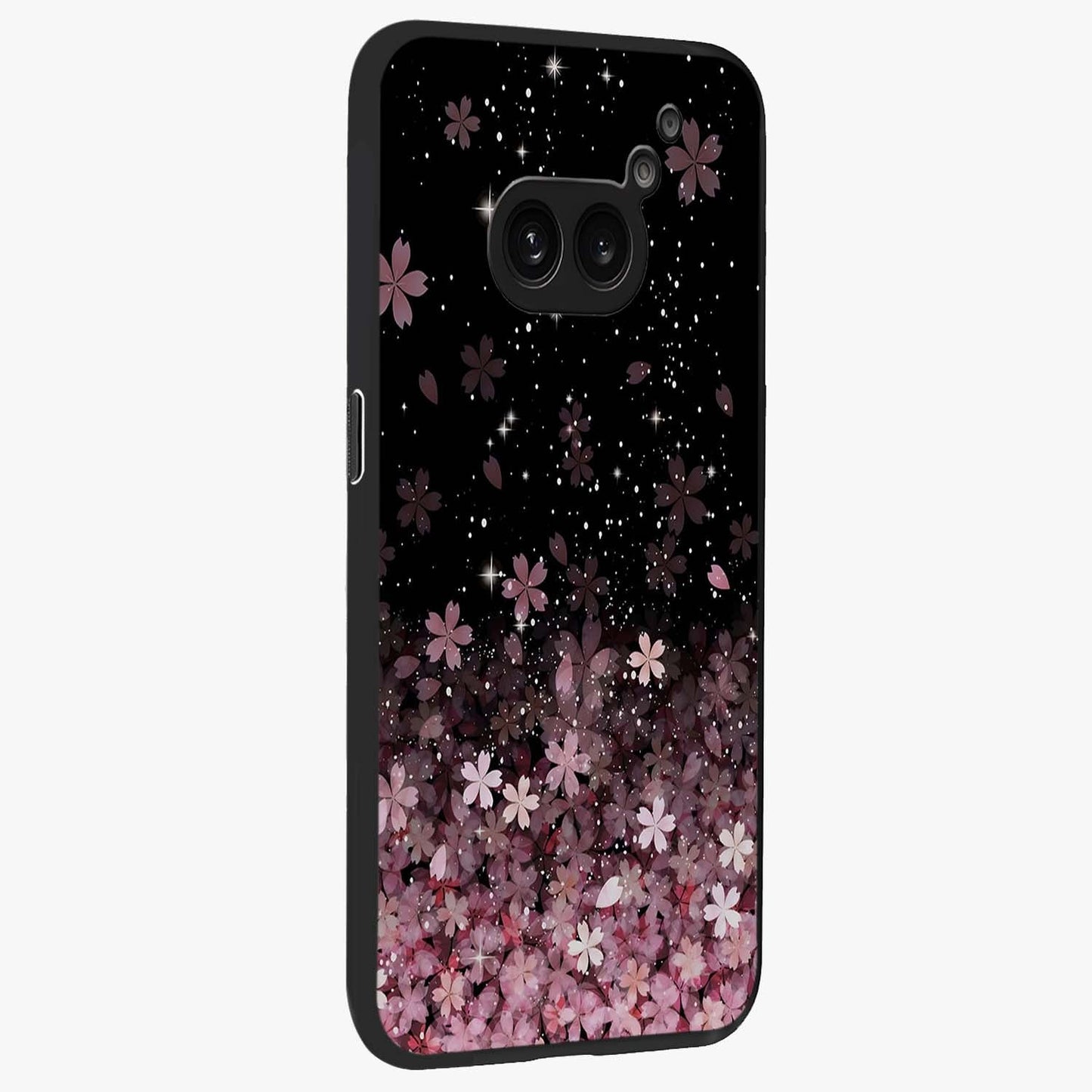 Small Starry Flowers Glass Case upright view showcasing charming floral artwork with dreamy starry theme.