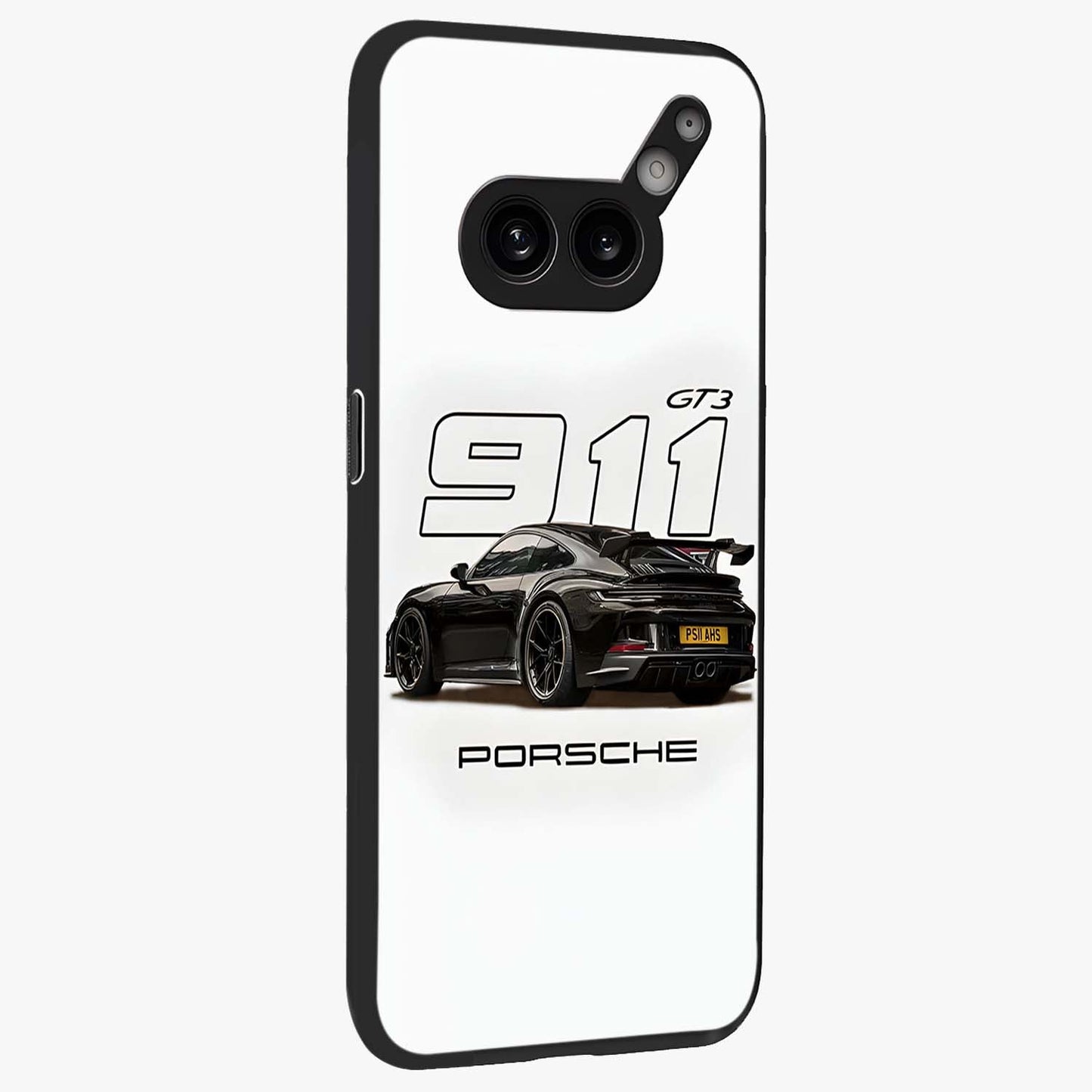Turbo Legacy Icon Glass Case upright view showcasing bold racing inspired artwork with classic car theme.