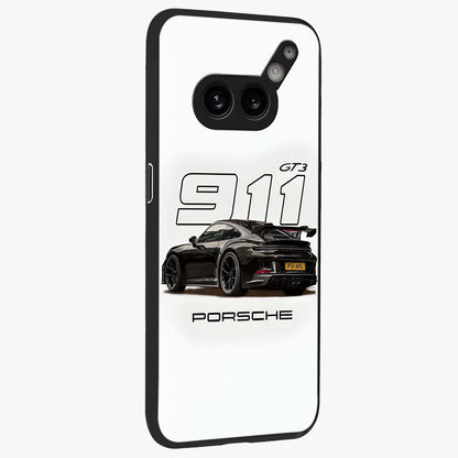 Turbo Legacy Icon Glass Case upright view showcasing bold racing inspired artwork with classic car theme.