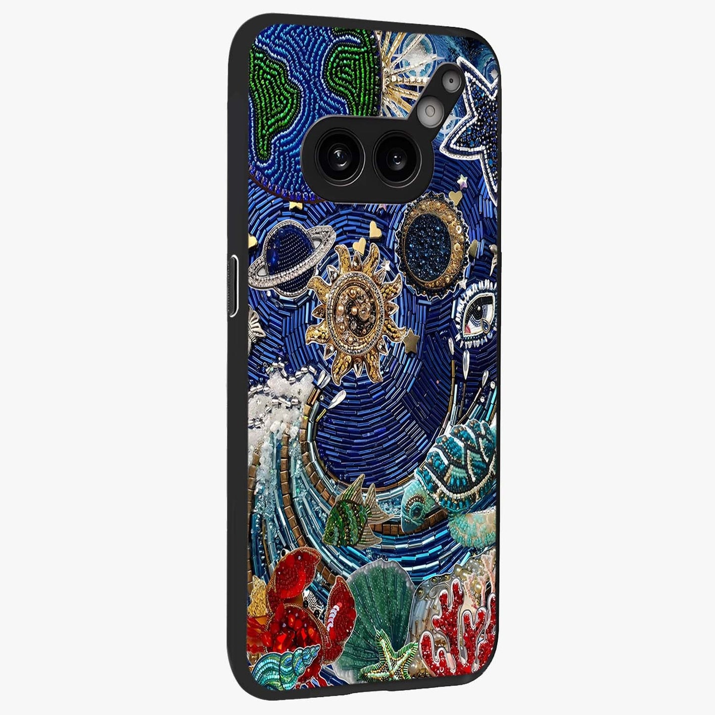 Universe Underwater Spark Glass Case upright view showcasing magical underwater galaxy artwork with vibrant cosmic theme.