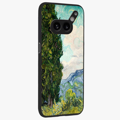 Van Gogh Vintage Art Glass Case upright view showcasing elegant vintage painting artwork with artistic heritage theme.