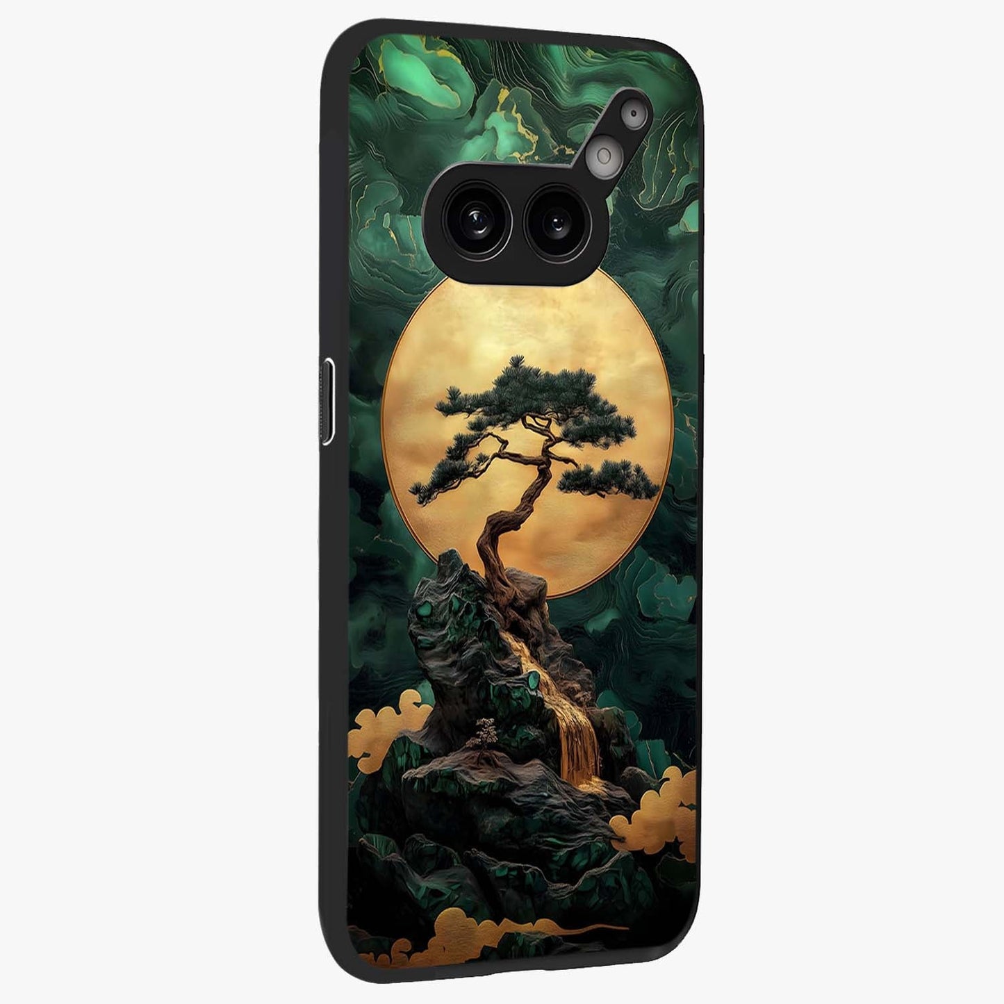 Zen Moon Rise Glass Case upright view showcasing serene moon artwork with tranquil night theme.
