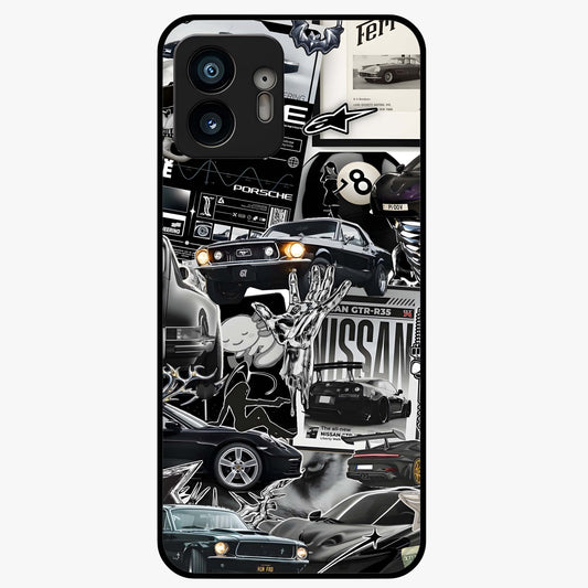 Aesthetic Dark Love Glass Case showing flat back view with dark romantic artwork and glossy glass finish.
