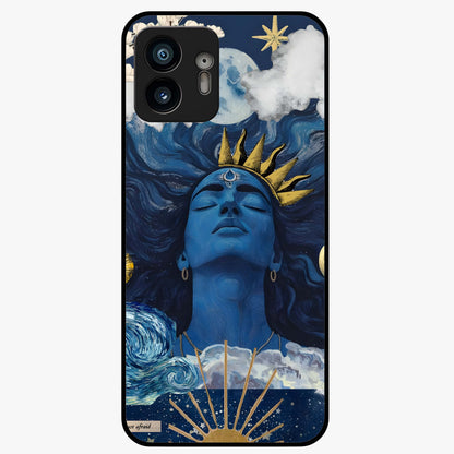 Aesthetic Lord Shiva Glass Case showing flat back view with divine Shiva artwork and glossy glass finish.