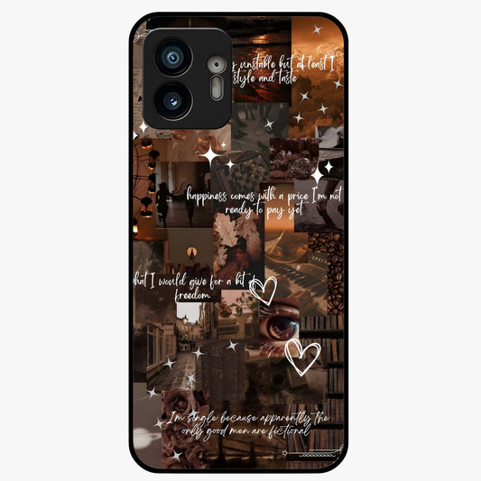 Bittersweet Aesthetic Chaos Glass Case showing flat back view with artistic chaotic aesthetic design and glossy glass finish.