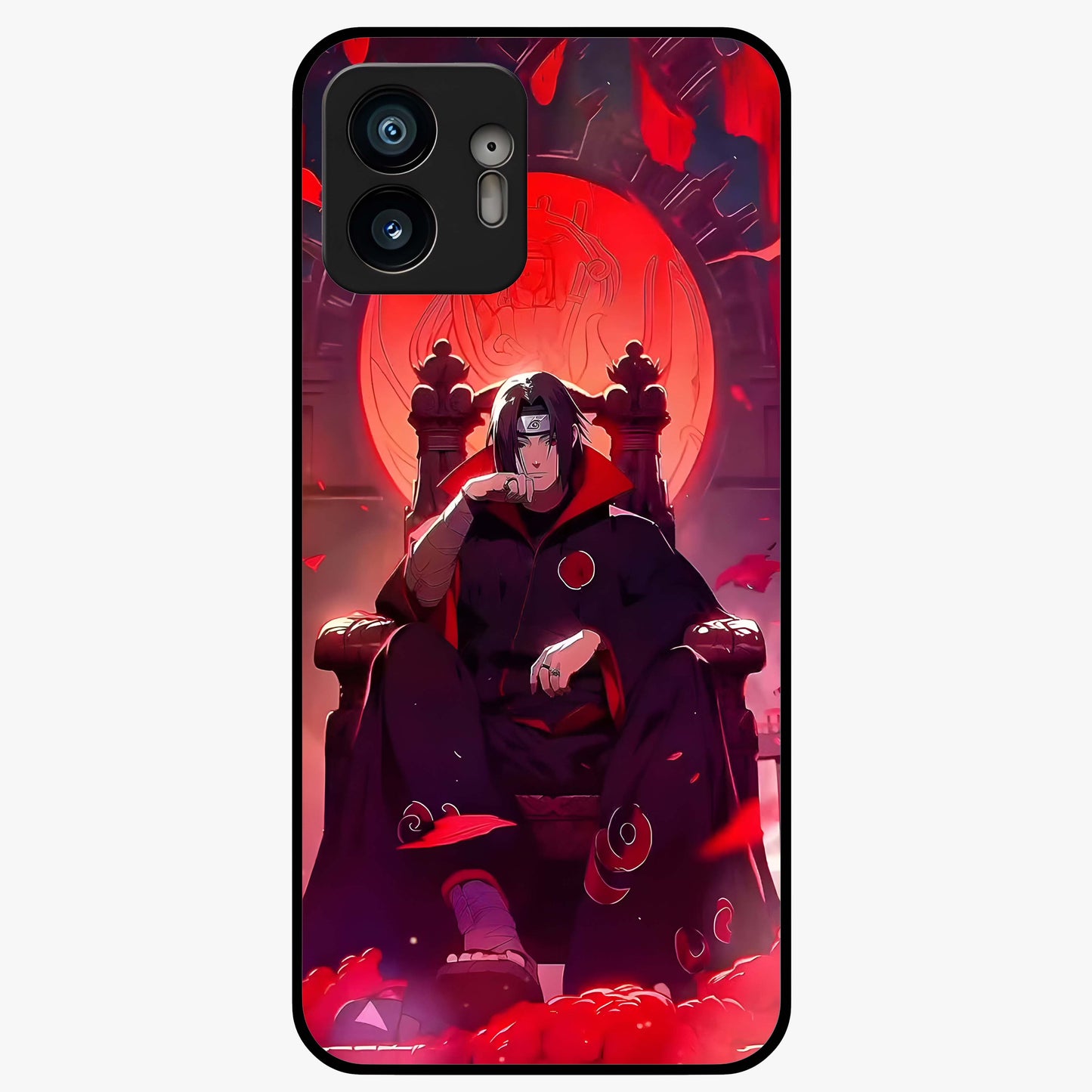 Blood Moon Sovereign Glass Case showing flat back view with mystical blood moon artwork and glossy glass finish.