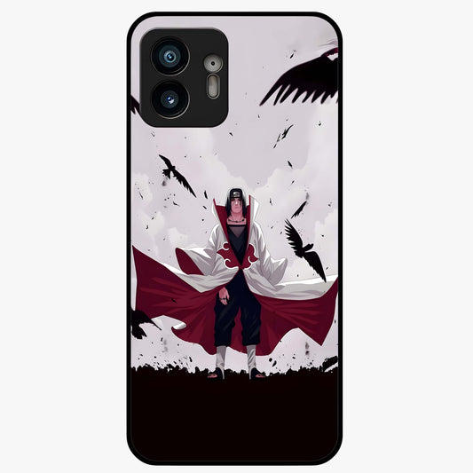 Crimson Crow Ascension Glass Case showing flat back view with mystical crow artwork and glossy glass finish.