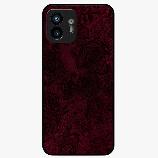 Crimson Fade Flow Glass Case showing flat back view with flowing crimson gradient artwork and glossy glass finish.