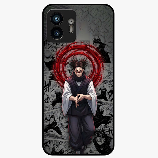 Cursed Ritual Ascension Glass Case showing flat back view with dark ritual themed artwork and glossy glass finish.