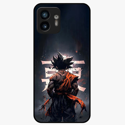 Dark Warrior In Rain Glass Case showing flat back view with warrior artwork in rainy atmosphere and glossy glass finish.
