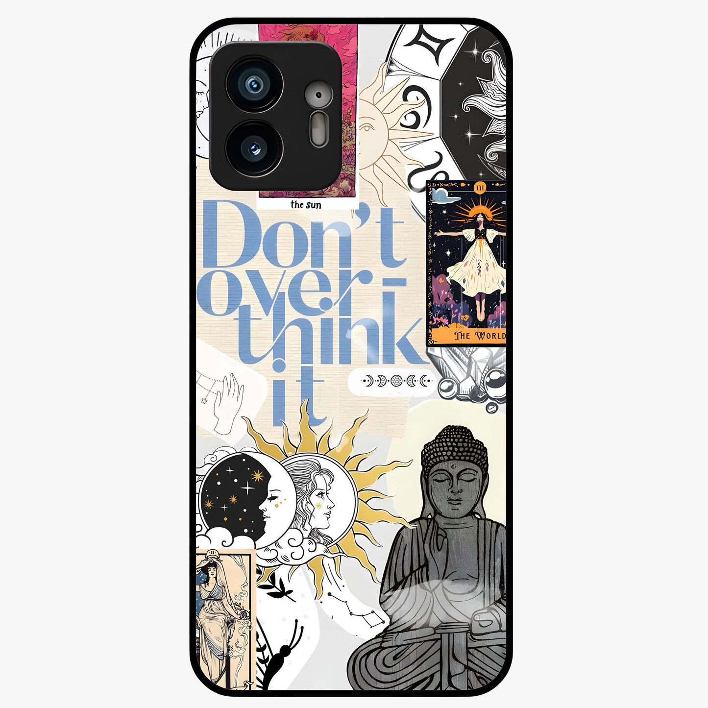 Ethereal Thoughts Glass Case showing flat back view with dreamy artistic artwork and glossy glass finish.