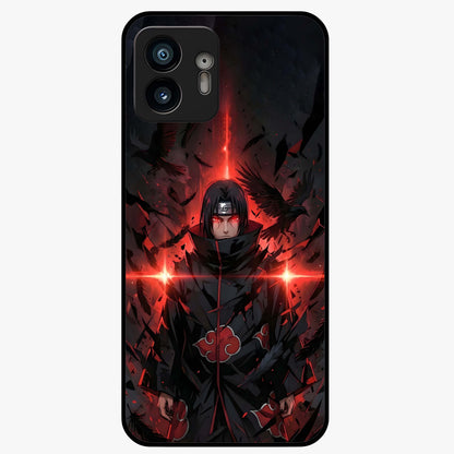 Focused Blade Discipline Glass Case showing flat back view with warrior sword themed artwork and glossy glass finish.