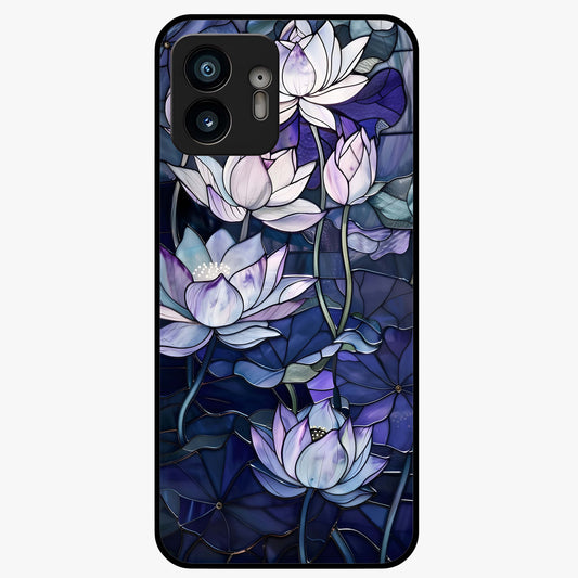 Gloss Petal Rush Glass Case showing flat back view with glossy flower petal artwork and smooth glass finish.
