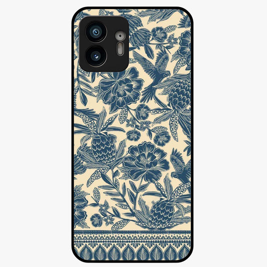 Heirloom Wild Bloom Glass Case showing flat back view with vintage inspired wild flower artwork and glossy glass finish.