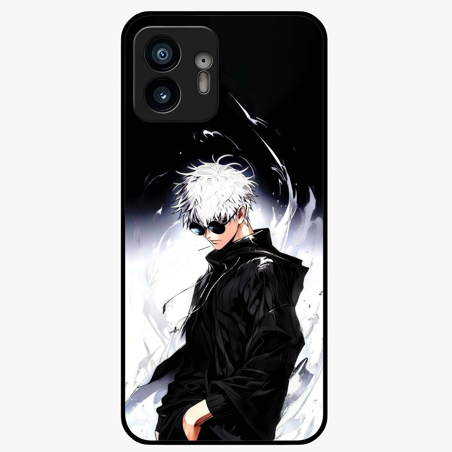 Limitless Shadow King Glass Case showing flat back view with powerful shadow warrior artwork and glossy glass finish.