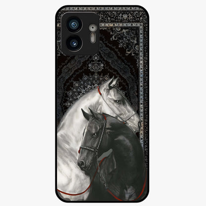 Majestic Ride Legacy Glass Case showing flat back view with powerful automotive inspired artwork and glossy glass finish.