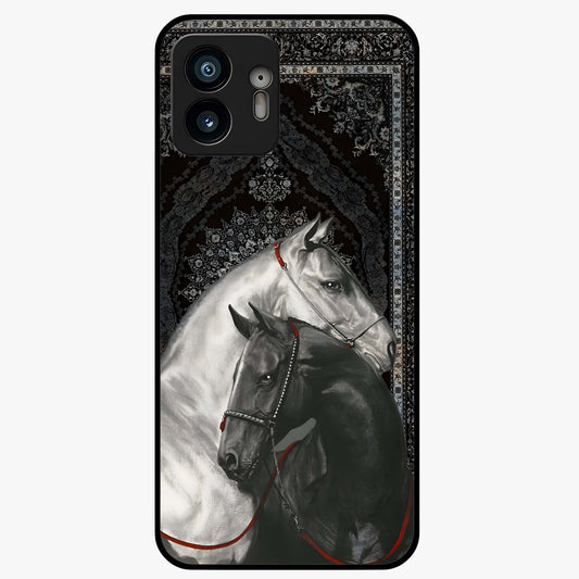 Majestic Ride Legacy Glass Case showing flat back view with powerful automotive inspired artwork and glossy glass finish.