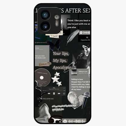 Midnight Love Echo Glass Case showing flat back view with romantic midnight themed artwork and glossy glass finish.