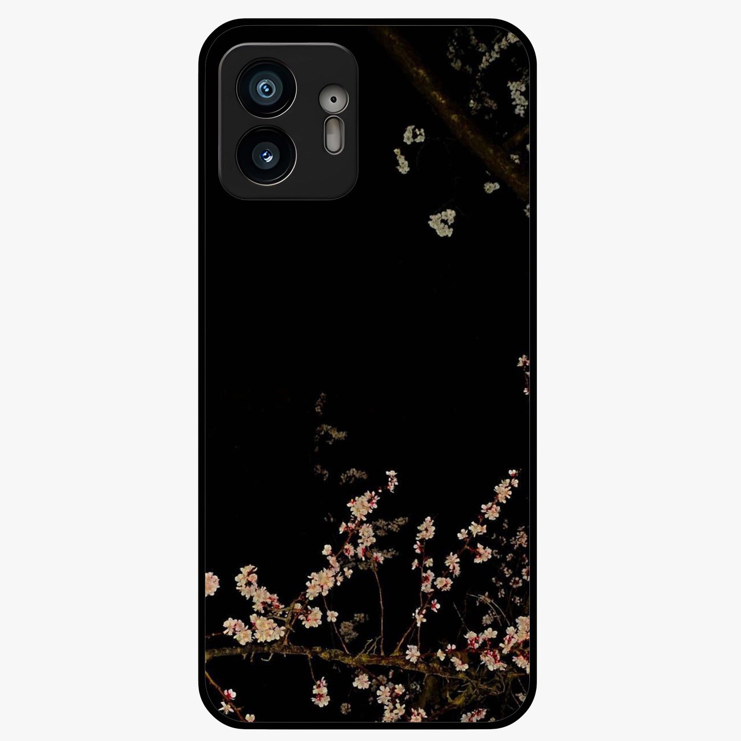 Petal Moon Light With Custom Name Glass Case showing flat back view with floral moonlight artwork and personalized name design.