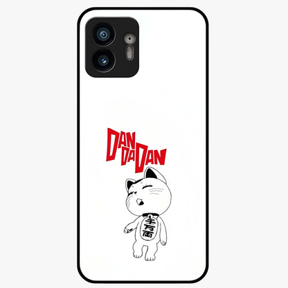 Playful Spirit Charm Glass Case showing flat back view with cheerful charm themed artwork and glossy glass finish.