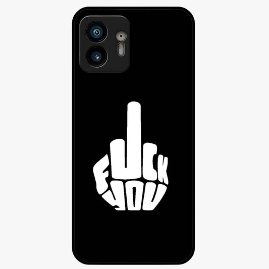 Rebel Mode On Glass Case showing flat back view with bold rebellious typography artwork and glossy glass finish.
