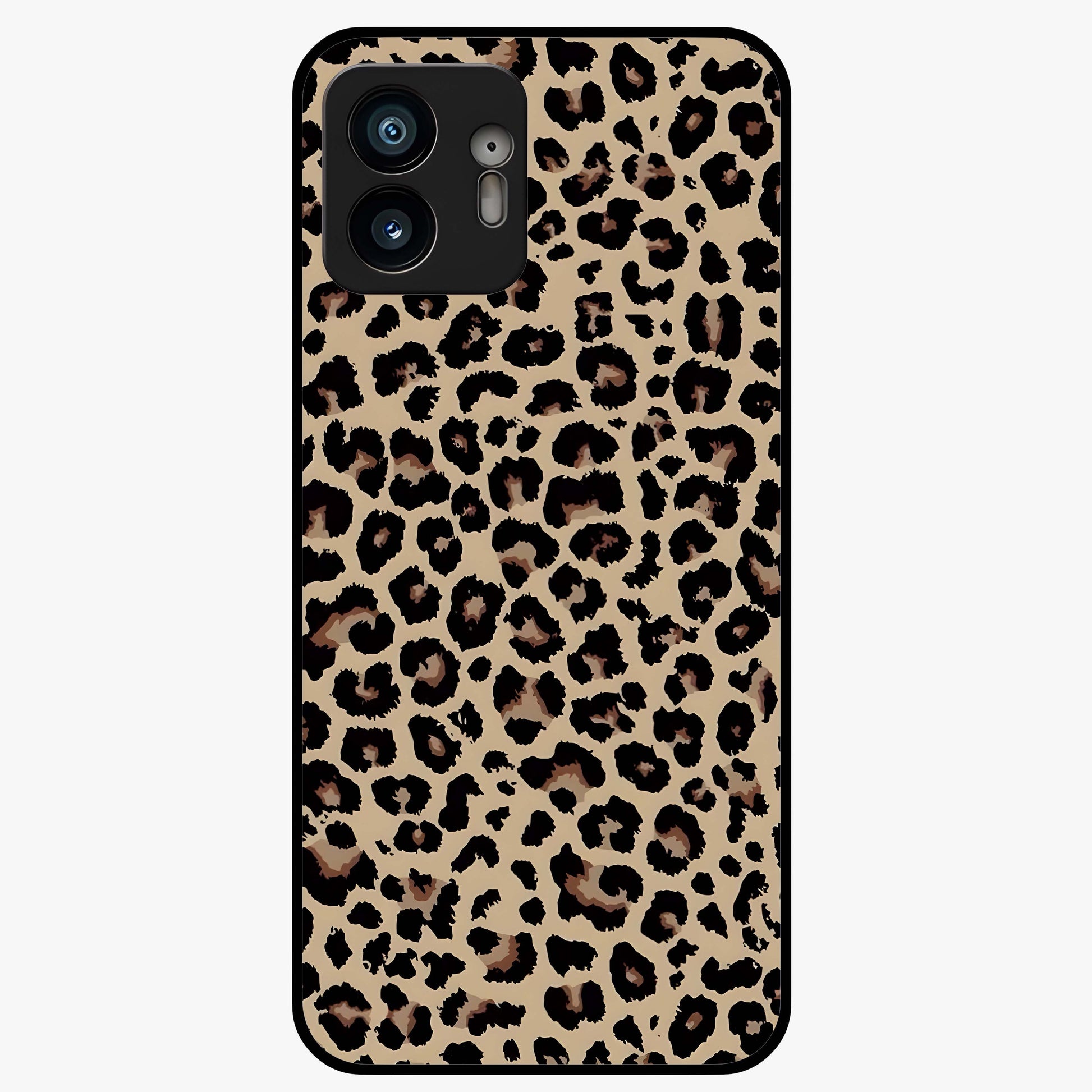 Savage Chic Pattern Glass Case showing flat back view with stylish patterned artwork and glossy glass finish.