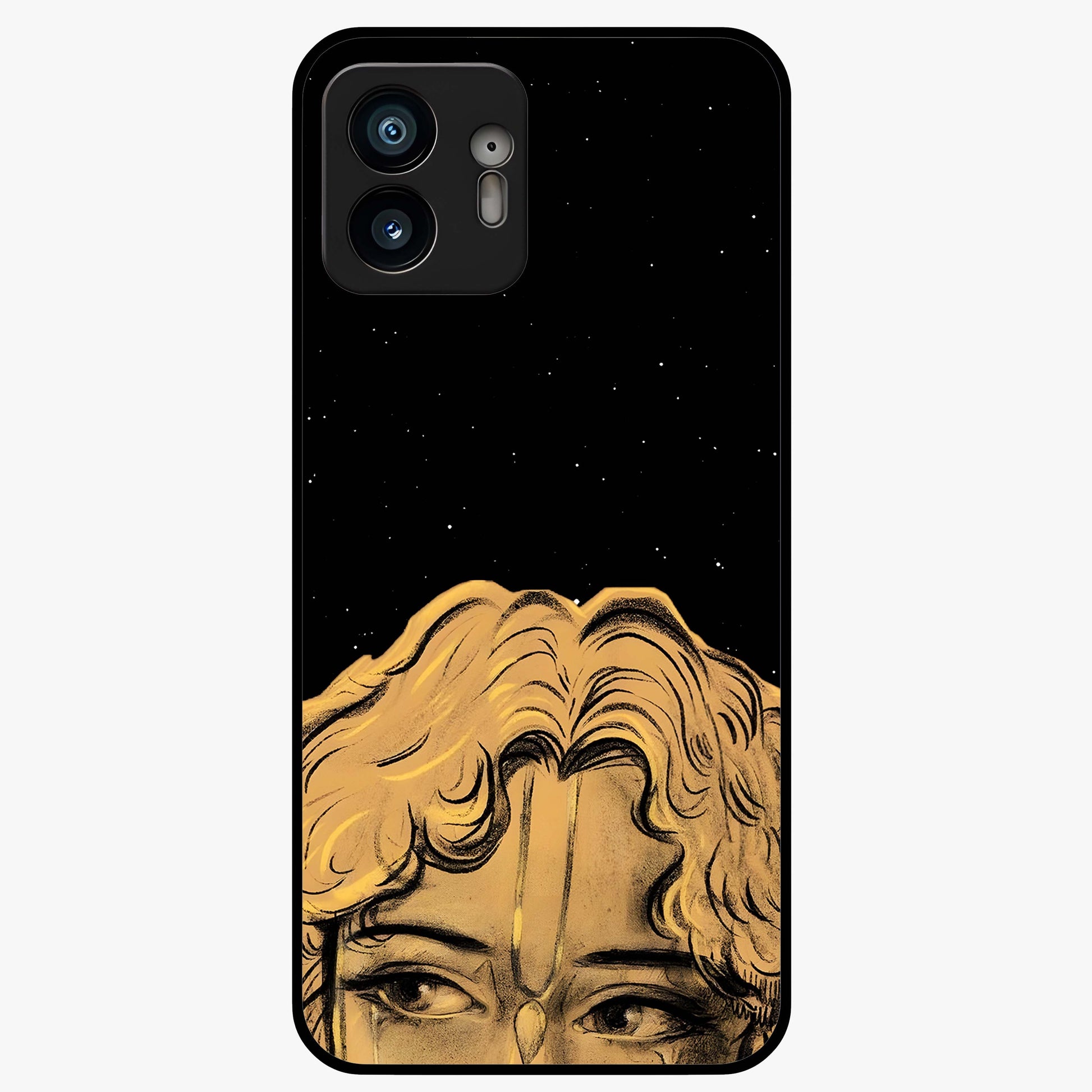 Shri Krishna Art Glass Case showing flat back view with devotional Krishna artwork and glossy glass finish.