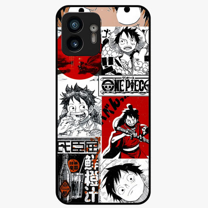 Strawhat Chaos Panels Glass Case showing flat back view with anime inspired chaos panel artwork and glossy glass finish.