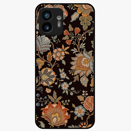 Vintage Floral Dream Glass Case showing flat back view with classic floral artwork and glossy glass finish.