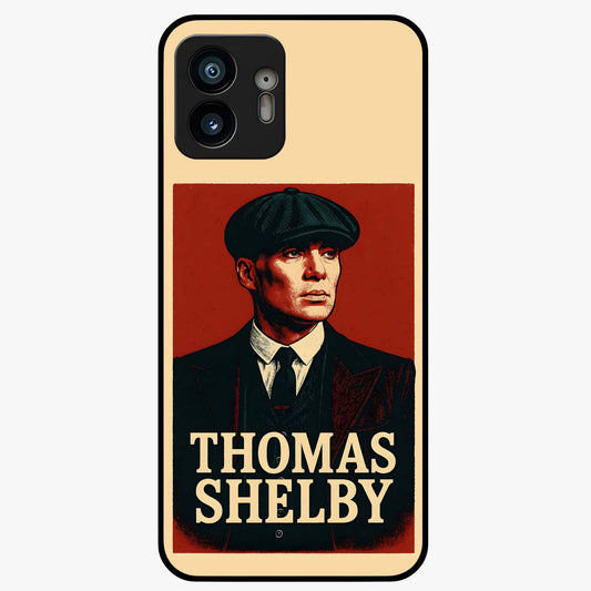 Vintage Mafia Authority Glass Case showing flat back view with bold vintage mafia inspired artwork and glossy glass finish.