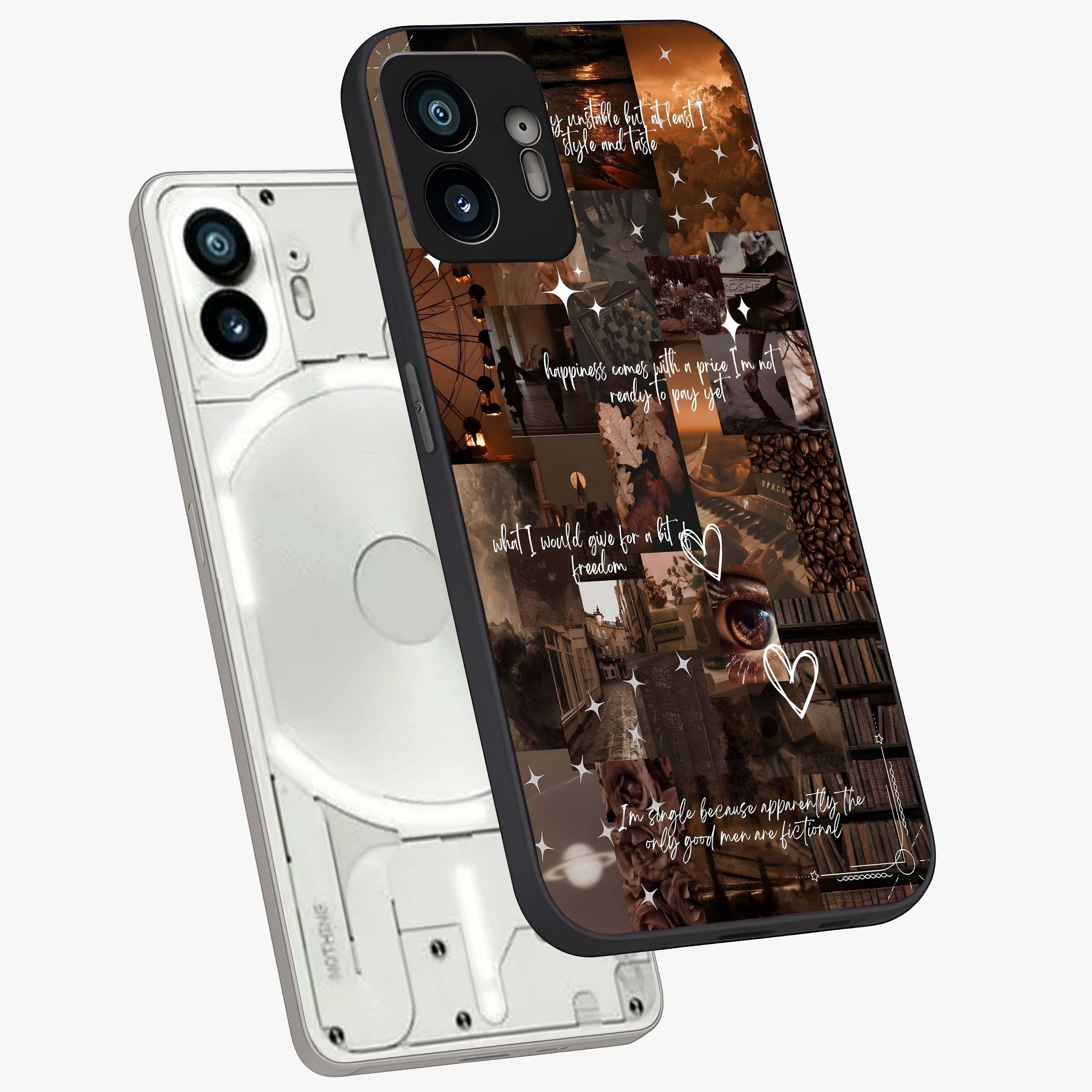 Bittersweet Aesthetic Chaos Glass Case displayed in angled mockup highlighting expressive abstract artwork and edgy aesthetic theme.