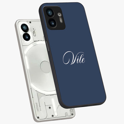 Blue Vintage Floral Pattern Glass Case showing flat back view with elegant vintage floral artwork and glossy glass finish.