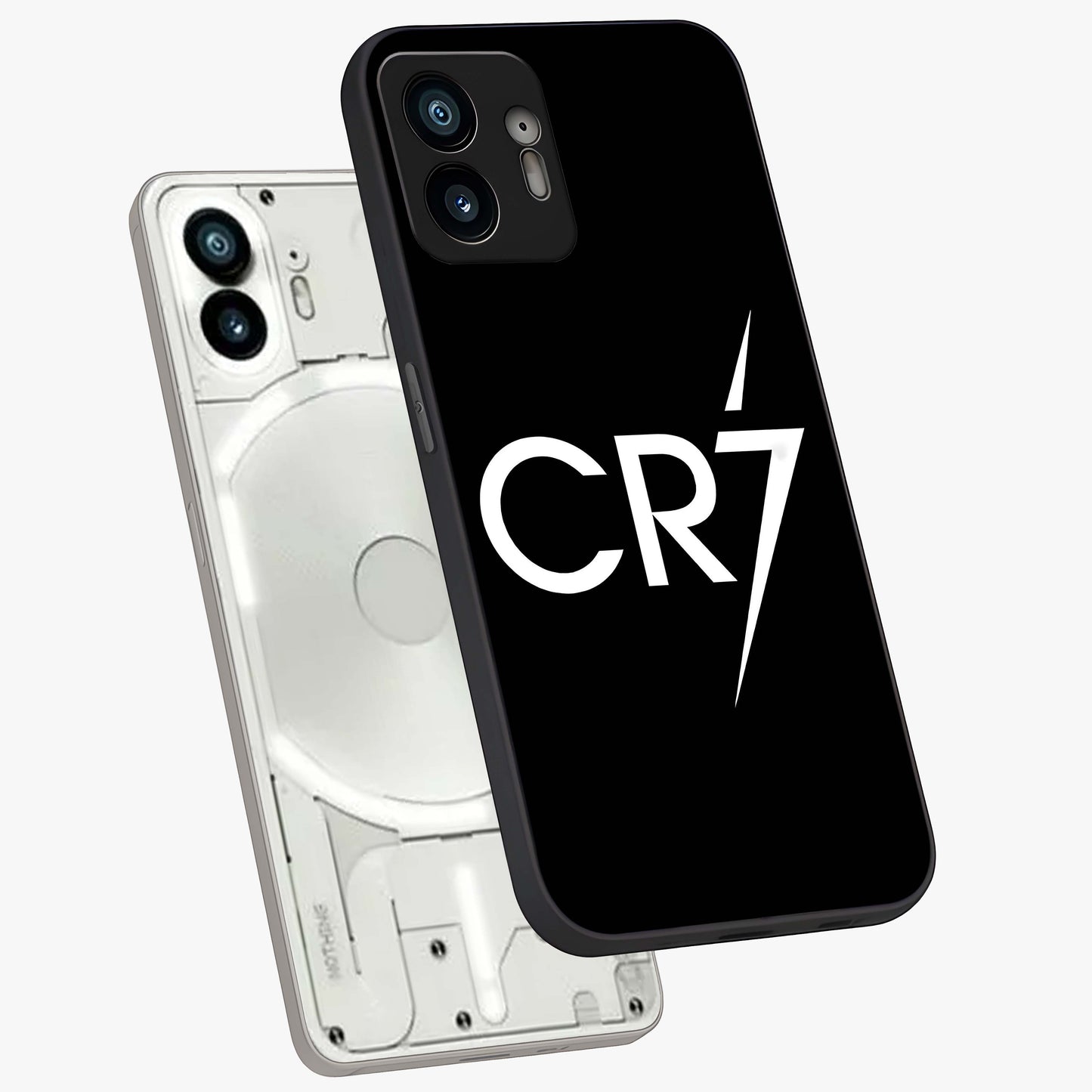 Cr7 Elite Strike Glass Case displayed in angled mockup highlighting powerful sports graphic with bold athletic theme.