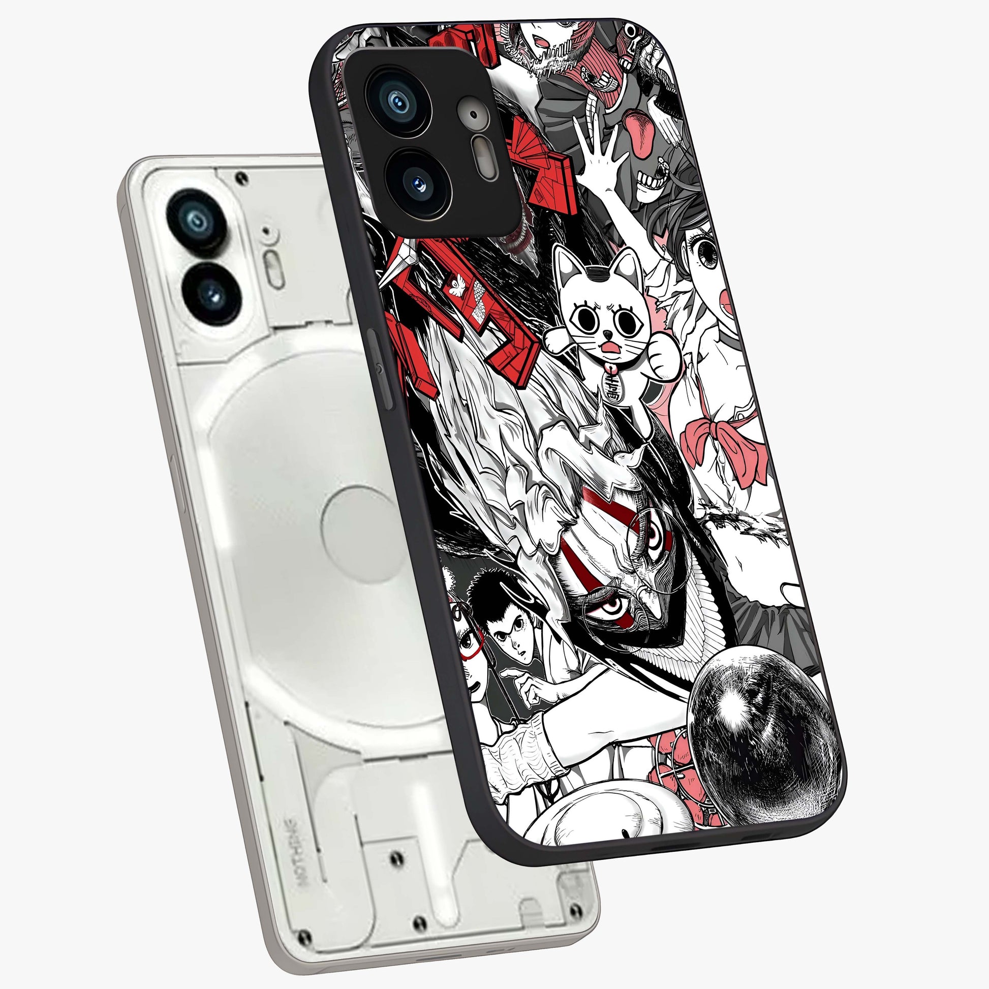 Crimson Chaos Panel Glass Case displayed in angled mockup highlighting chaotic panel style design with modern graphic theme.