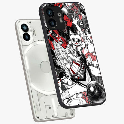 Crimson Chaos Panel Glass Case displayed in angled mockup highlighting chaotic panel style design with modern graphic theme.
