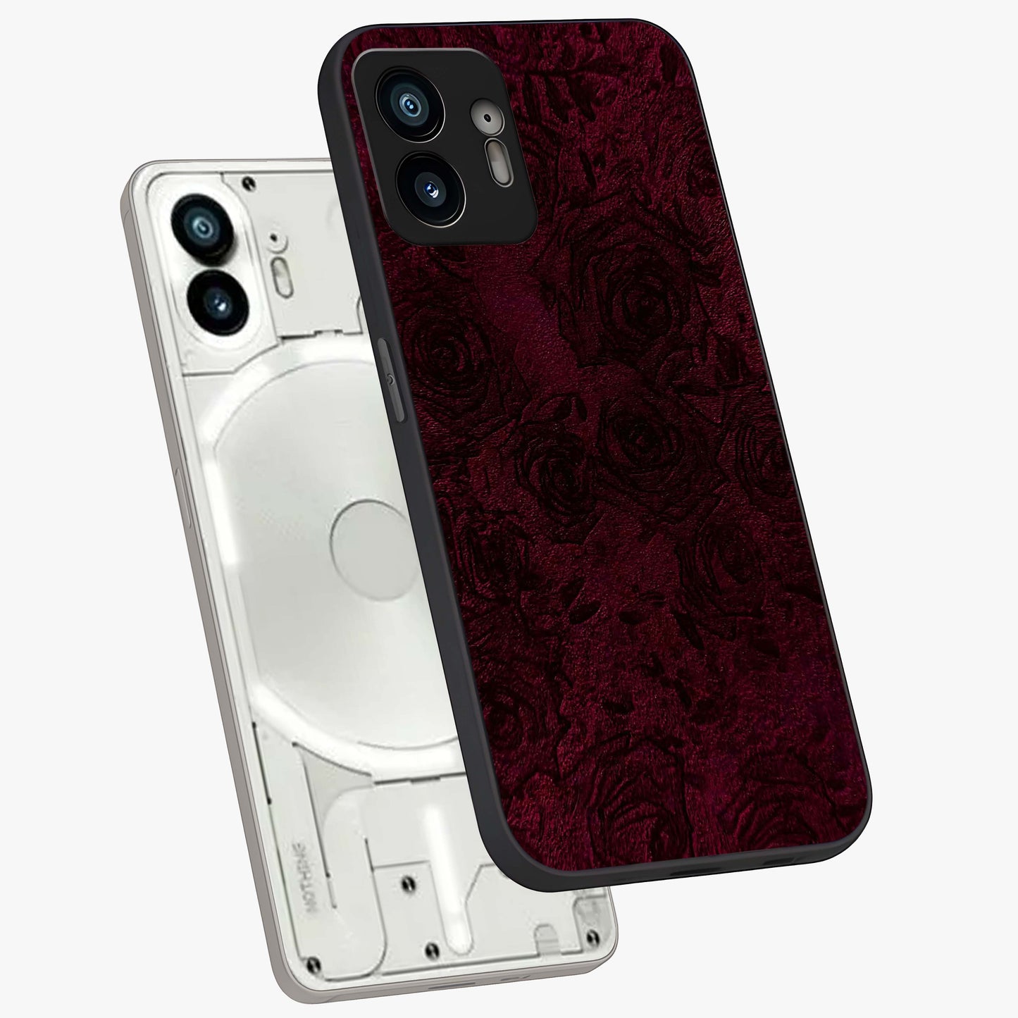 Crimson Fade Flow Glass Case displayed in angled mockup highlighting smooth gradient design with modern aesthetic style.