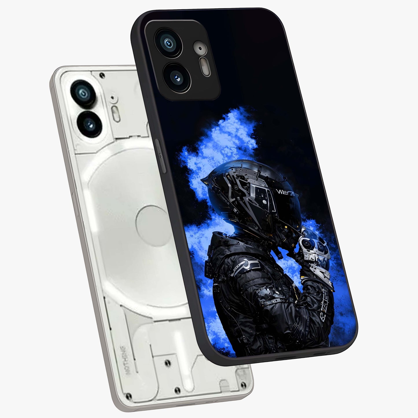 Cyber Sentinel Protocol Glass Case displayed in angled mockup highlighting digital cyber design with sci-fi aesthetic style.