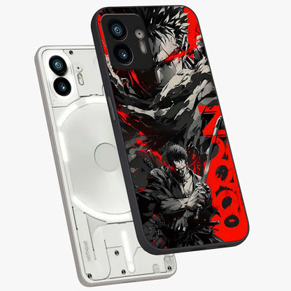 Demon Sword Resolve Glass Case displayed in angled mockup highlighting powerful demon sword illustration with dark fantasy aesthetic.