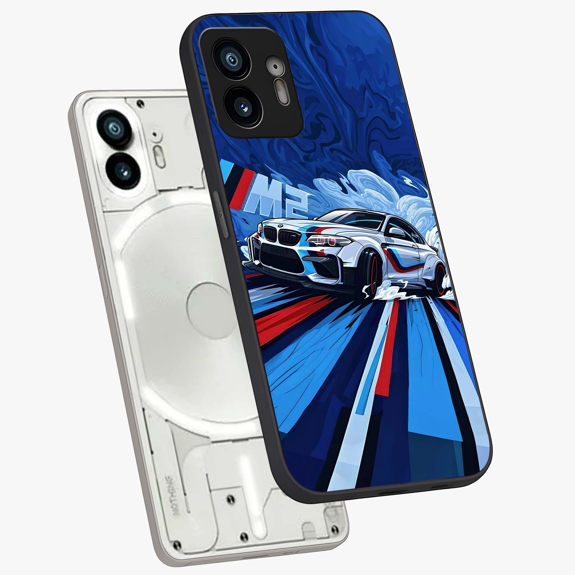 Drift Power Rush Glass Case displayed in angled mockup highlighting powerful drift car design with sporty aesthetic style.