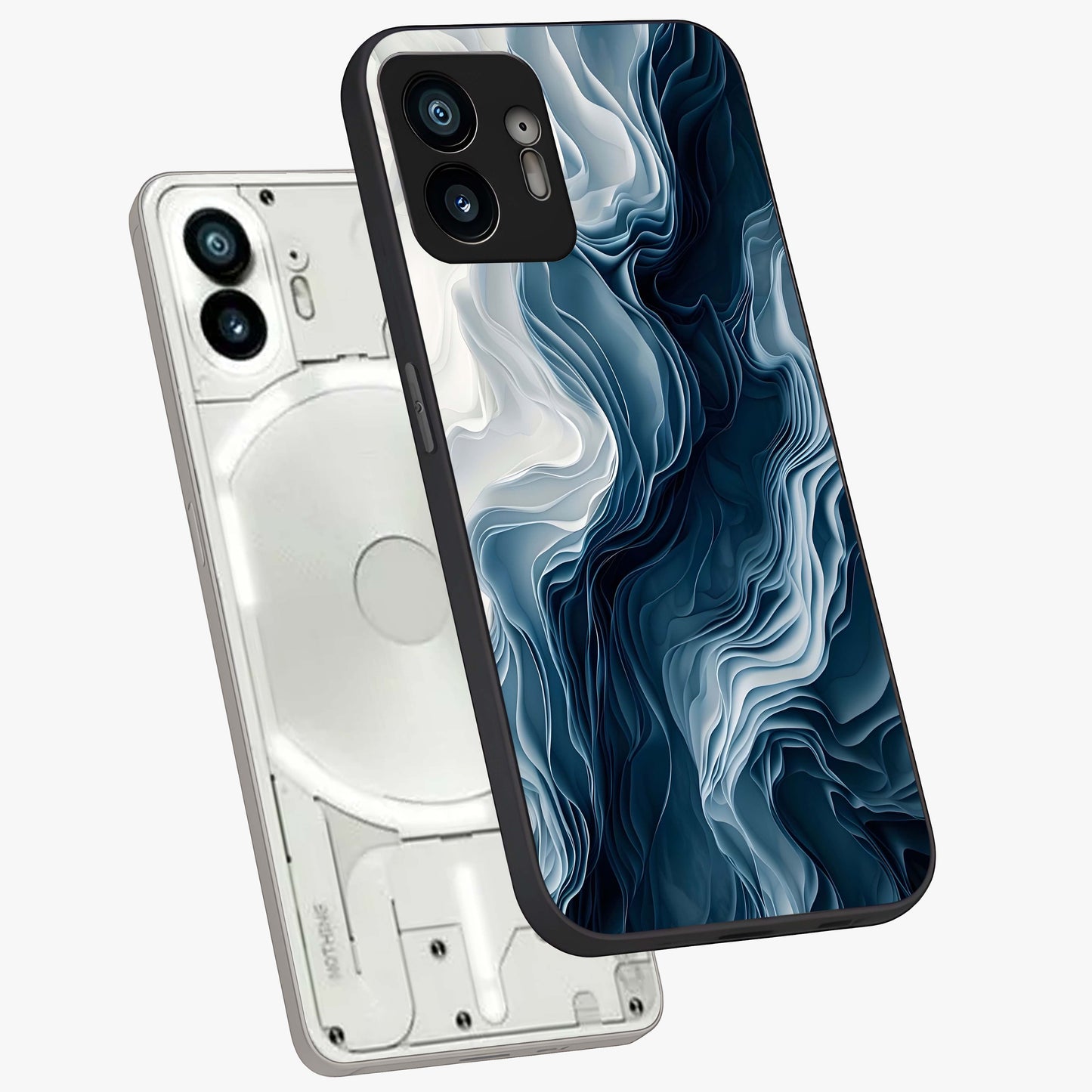Ethereal Paper Marble Glass Case displayed in angled mockup highlighting elegant marble pattern with modern aesthetic style.