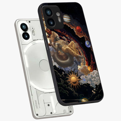 Galactic Divine God Glass Case displayed in angled mockup highlighting powerful celestial deity illustration with galactic aesthetic.
