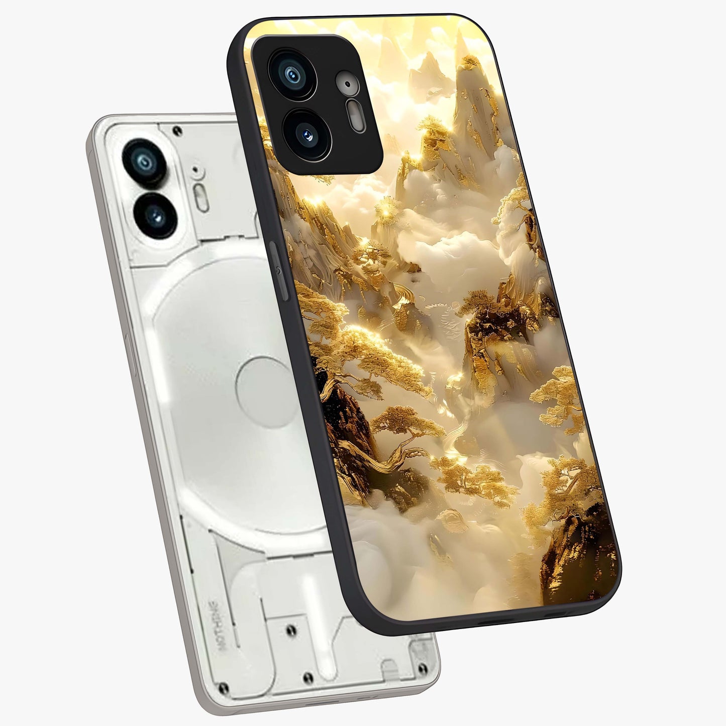 Gates Of Illumination Glass Case displayed in angled mockup highlighting radiant portal inspired design with fantasy aesthetic.