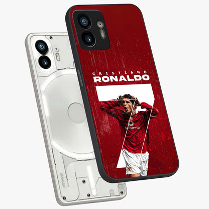 Goal Celebration Legacy Glass Case displayed in angled mockup highlighting energetic sports celebration design with bold athletic theme.